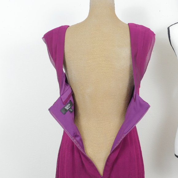 Tadashi Magenta Purple Silk Vintage Glamour Size 12 Layered Hem Retro Dress - Picture 10 of 11